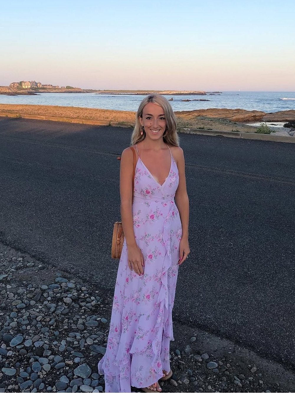 Lulu's Lavender Floral Spaghetti-Strap Maxi Dress
